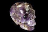 Realistic, Carved Chevron Amethyst Skull #150971-1